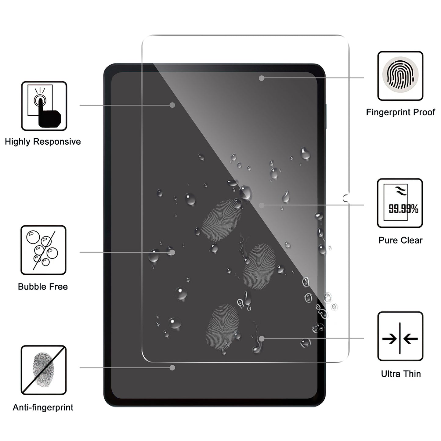 For Xiaomi Pad 6 / Pad 6 Pro Tablet Full Screen Protector 2.5D Straight Edge Tempered Glass Screen Film