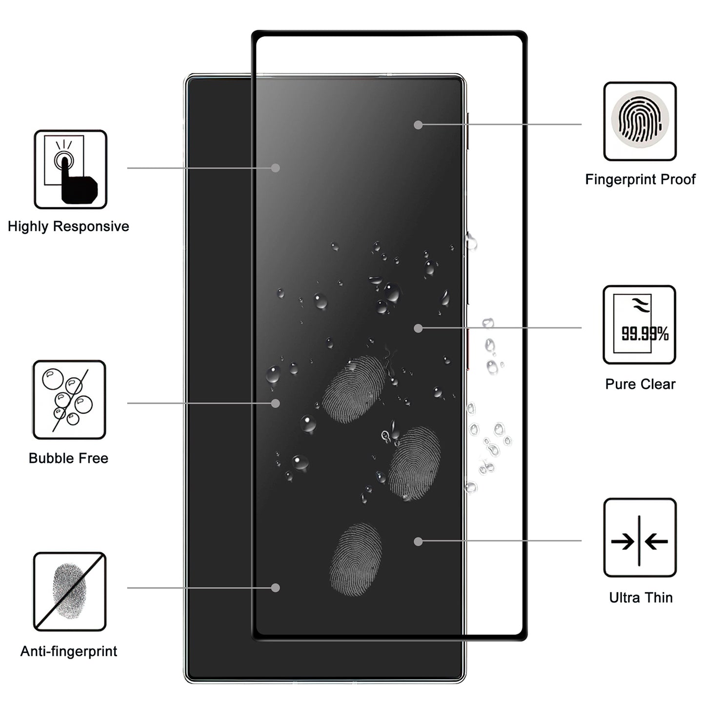 For ZTE nubia Z50 Ultra Full Glue Full Screen Protector Anti-explosion Black Edge AGC Glass Phone Film