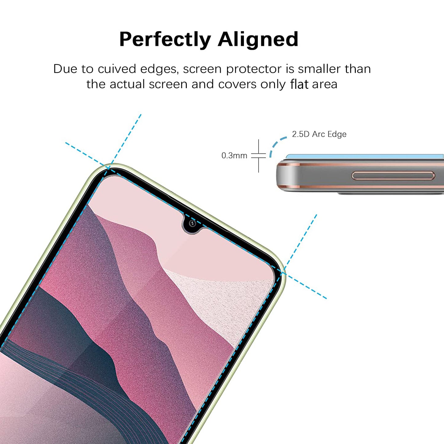 For Samsung Galaxy A54 5G 2.5D Arc Edge Tempered Glass Film 9H Hardness HD Screen Protector