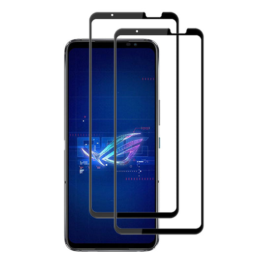 AMORUS 2Pcs For Asus ROG Phone 6 5G Full Screen Protector Silk Printing Full Glue Tempered Glass Film