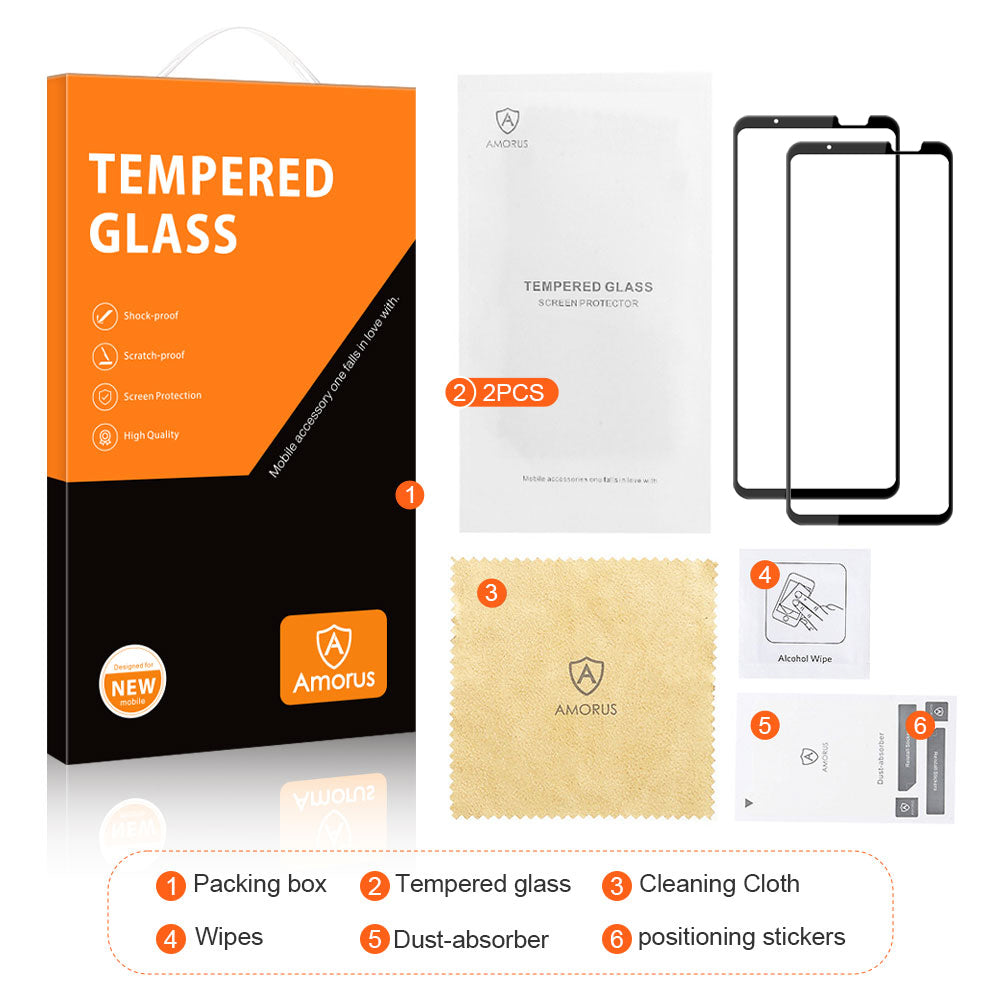 AMORUS 2Pcs For Asus ROG Phone 6 5G Full Screen Protector Silk Printing Full Glue Tempered Glass Film