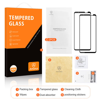 AMORUS 2Pcs For Asus ROG Phone 6 5G Full Screen Protector Silk Printing Full Glue Tempered Glass Film