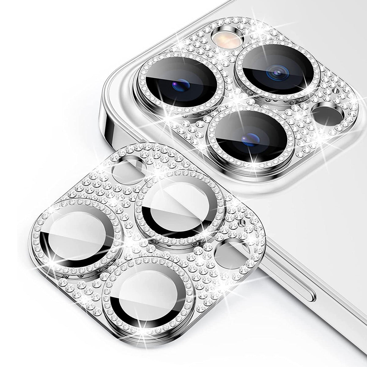 ENKAY HAT PRINCE For iPhone 12 Pro Max Rhinestone Decor Camera Lens Protector Aluminum Alloy+Tempered Glass Phone Back Lens Film