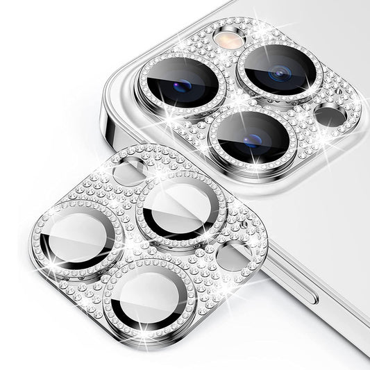 ENKAY HAT PRINCE For iPhone 12 Pro Max Rhinestone Decor Camera Lens Protector Aluminum Alloy+Tempered Glass Phone Back Lens Film
