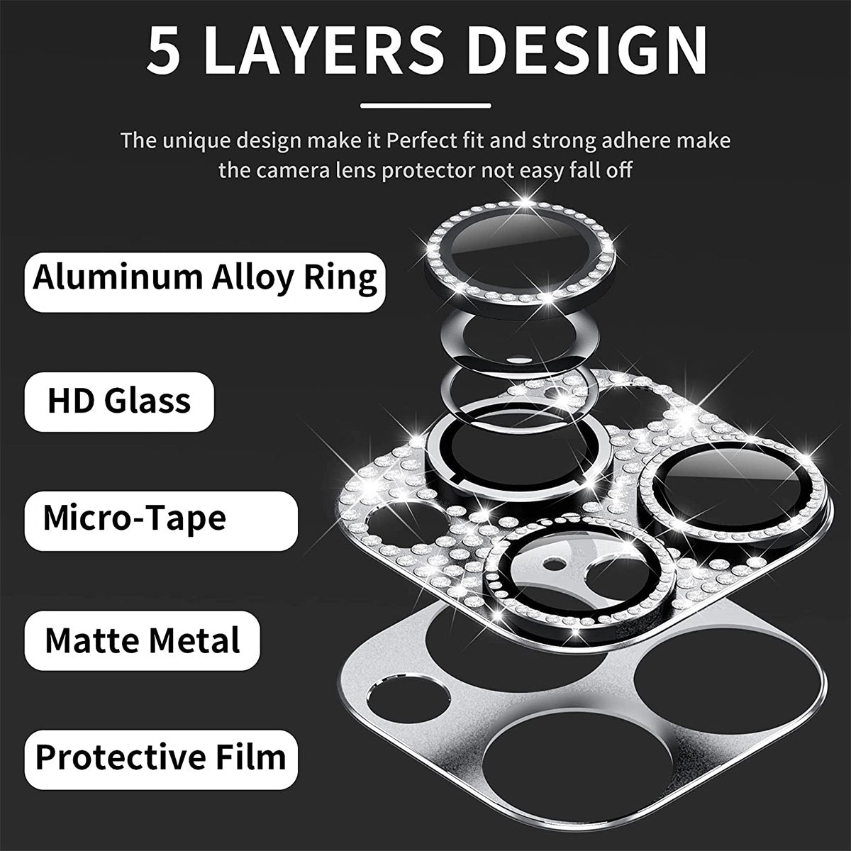 ENKAY HAT PRINCE For iPhone 12 Pro Max Rhinestone Decor Camera Lens Protector Aluminum Alloy+Tempered Glass Phone Back Lens Film