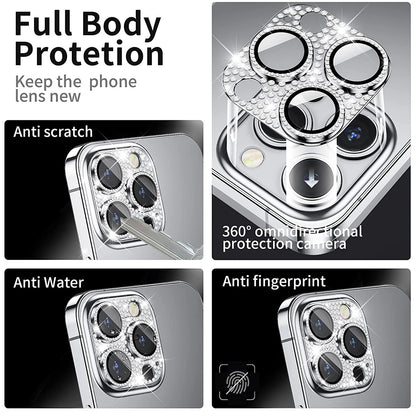 ENKAY HAT PRINCE For iPhone 12 Pro Max Rhinestone Decor Camera Lens Protector Aluminum Alloy+Tempered Glass Phone Back Lens Film