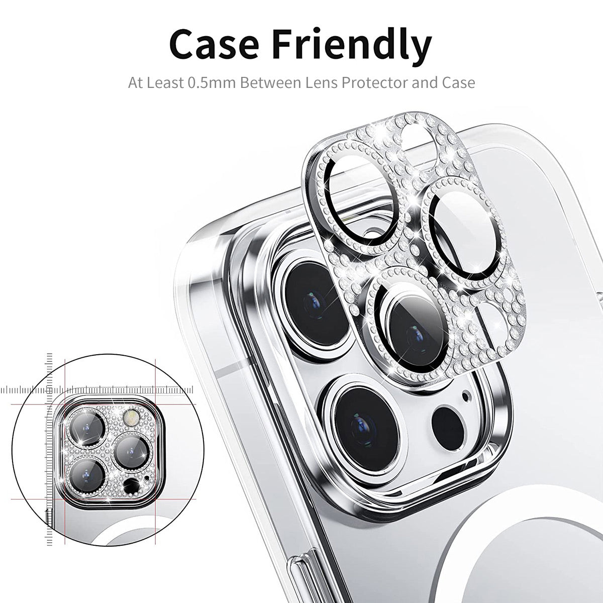 ENKAY HAT PRINCE For iPhone 12 Pro Max Rhinestone Decor Camera Lens Protector Aluminum Alloy+Tempered Glass Phone Back Lens Film