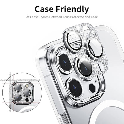 ENKAY HAT PRINCE For iPhone 12 Pro Max Rhinestone Decor Camera Lens Protector Aluminum Alloy+Tempered Glass Phone Back Lens Film