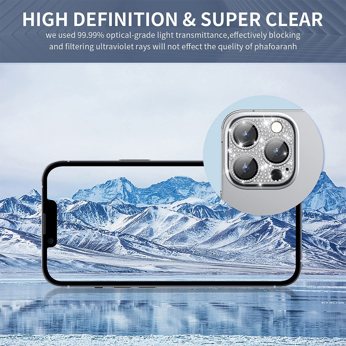 ENKAY HAT PRINCE For iPhone 12 Pro Max Rhinestone Decor Camera Lens Protector Aluminum Alloy+Tempered Glass Phone Back Lens Film