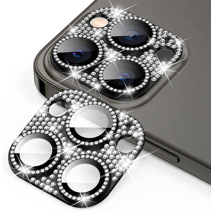 ENKAY HAT PRINCE For iPhone 12 Pro Max Rhinestone Decor Camera Lens Protector Aluminum Alloy+Tempered Glass Phone Back Lens Film