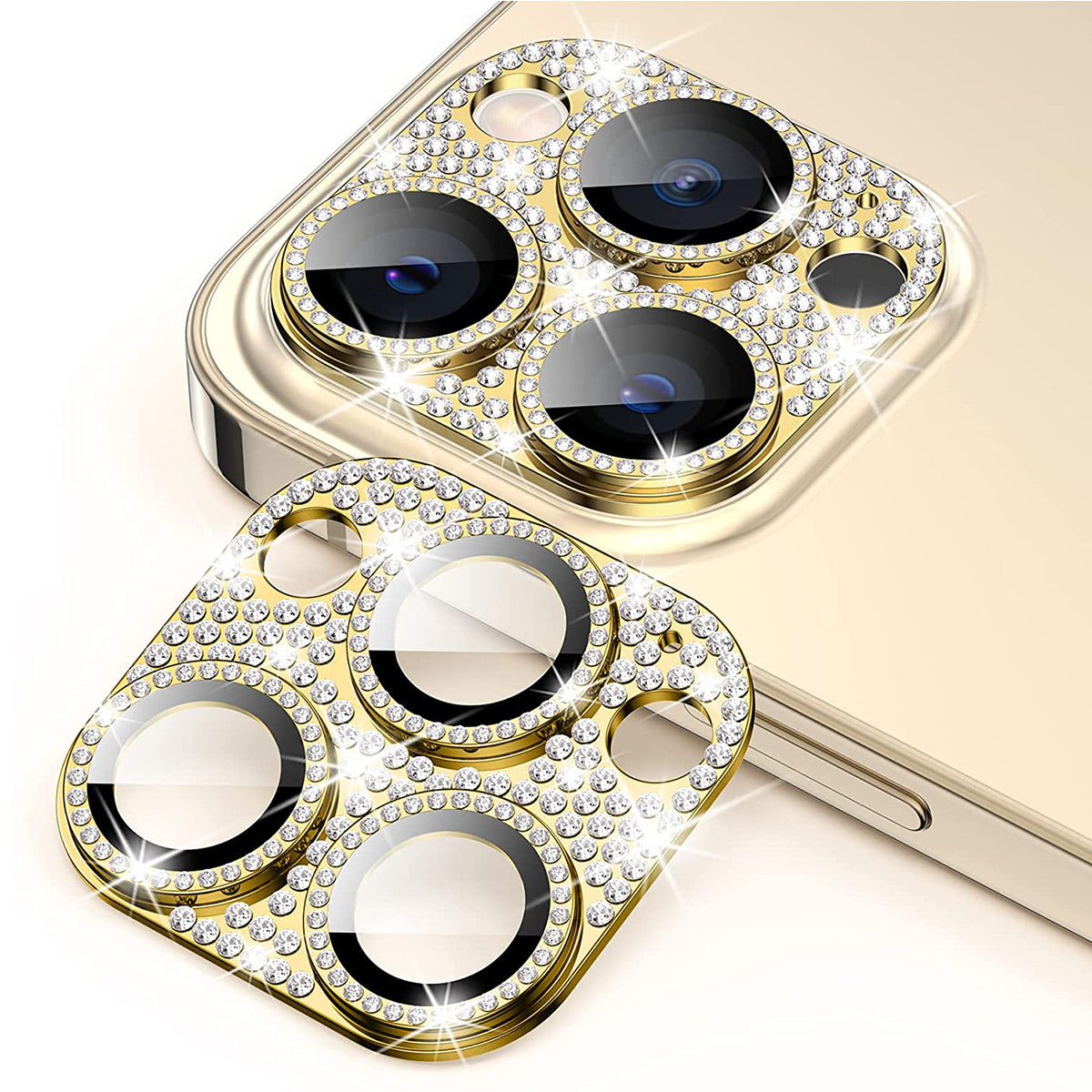 ENKAY HAT PRINCE For iPhone 12 Pro Max Rhinestone Decor Camera Lens Protector Aluminum Alloy+Tempered Glass Phone Back Lens Film