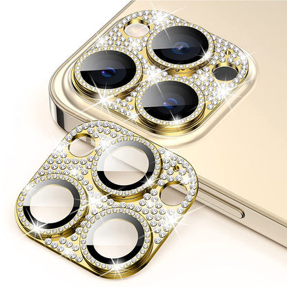 ENKAY HAT PRINCE For iPhone 12 Pro Max Rhinestone Decor Camera Lens Protector Aluminum Alloy+Tempered Glass Phone Back Lens Film