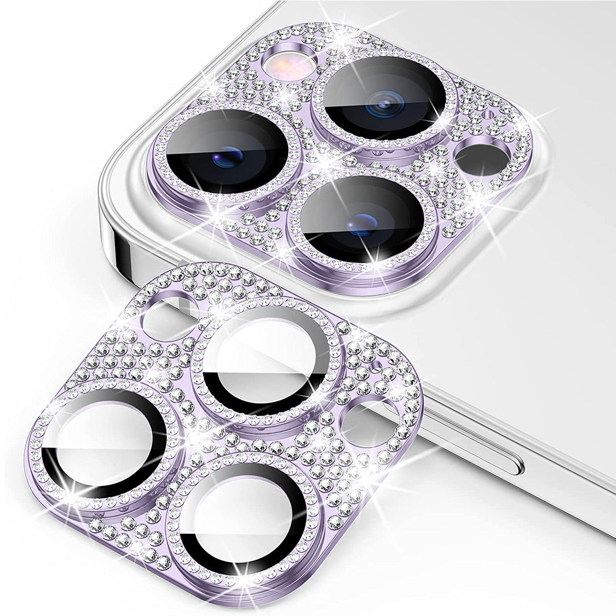 ENKAY HAT PRINCE For iPhone 12 Pro Max Rhinestone Decor Camera Lens Protector Aluminum Alloy+Tempered Glass Phone Back Lens Film