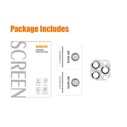 ENKAY HAT PRINCE For iPhone 12 Pro Max Rhinestone Decor Camera Lens Protector Aluminum Alloy+Tempered Glass Phone Back Lens Film
