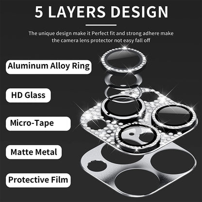 ENKAY HAT PRINCE For iPhone 12 Pro Max Rhinestone Decor Camera Lens Protector Aluminum Alloy+Tempered Glass Phone Back Lens Film