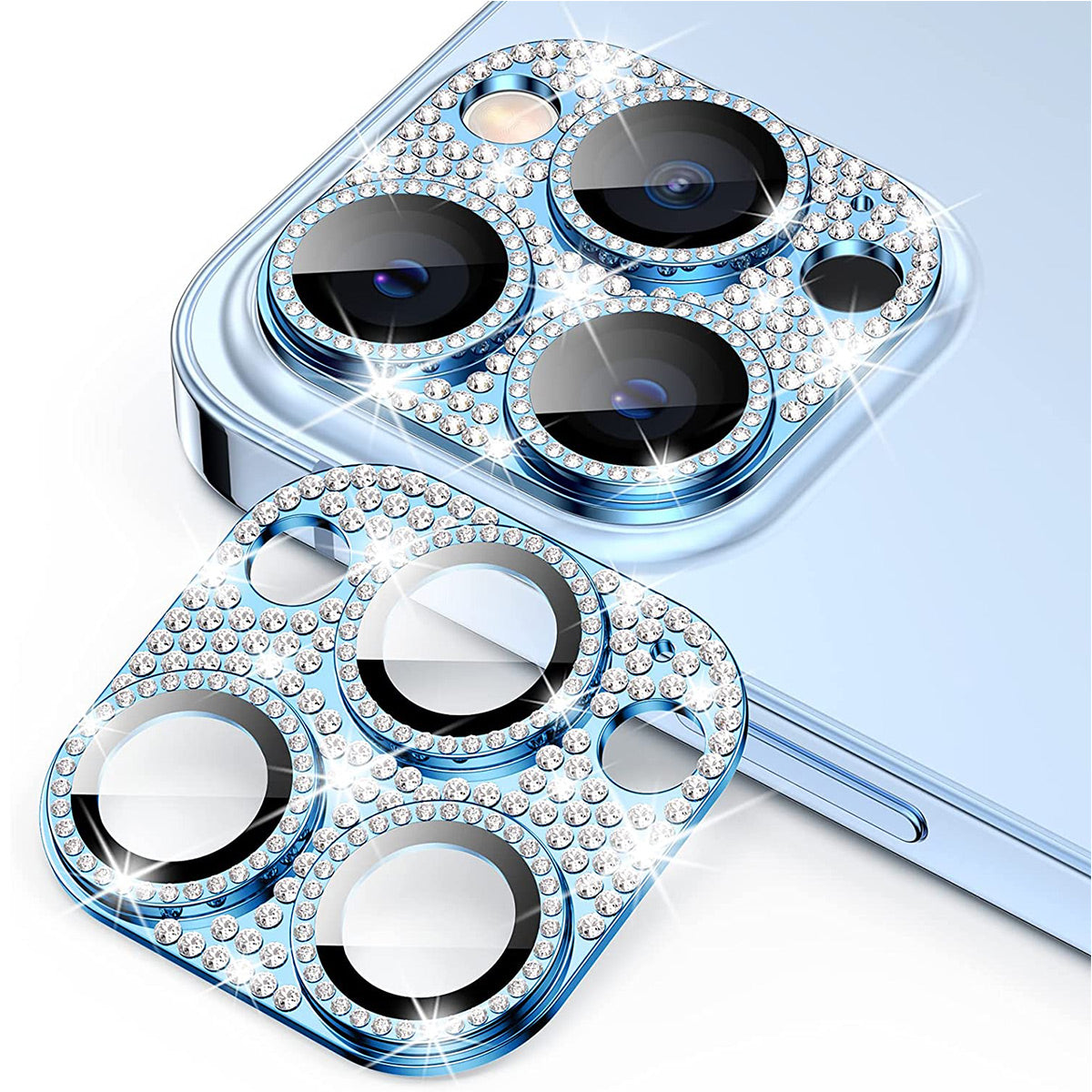 ENKAY HAT PRINCE For iPhone 12 Pro Max Rhinestone Decor Camera Lens Protector Aluminum Alloy+Tempered Glass Phone Back Lens Film