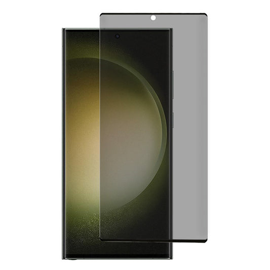 For Samsung Galaxy S23 Ultra Privacy Screen Protector Full Cover Side Glue Silk Printing High Aluminium-silicon Glass Film (Support Fingerprint Unlock)