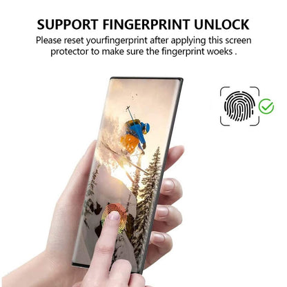 For Samsung Galaxy S23 Ultra Privacy Screen Protector Full Cover Side Glue Silk Printing High Aluminium-silicon Glass Film (Support Fingerprint Unlock)