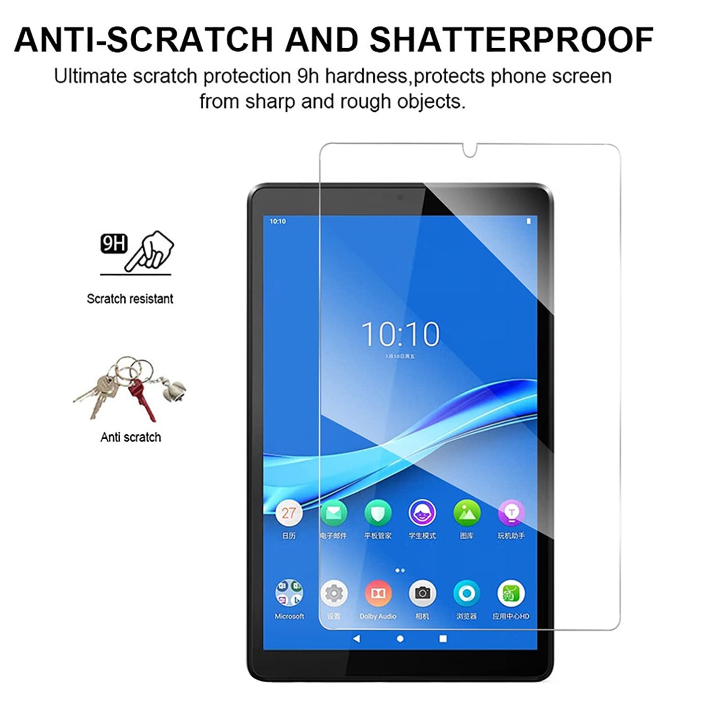 For Lenovo Tab M8 Gen 4 Tempered Glass Screen Protector Arc Edge Full Protection Clear Film