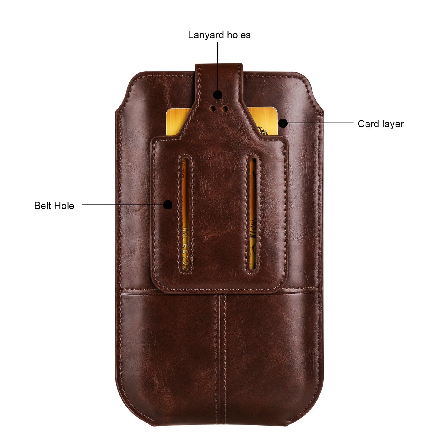 Crazy Horse Texture PU Leather Phone Belt Pouch for Cell Phones Universal Waist Phone Holster Bag with Card Layer
