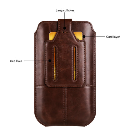 Crazy Horse Texture PU Leather Phone Belt Pouch for Cell Phones Universal Waist Phone Holster Bag with Card Layer