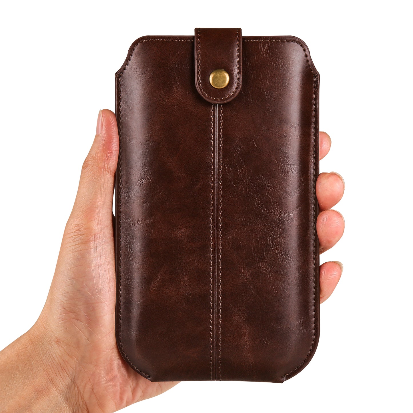 Crazy Horse Texture PU Leather Phone Belt Pouch for Cell Phones Universal Waist Phone Holster Bag with Card Layer
