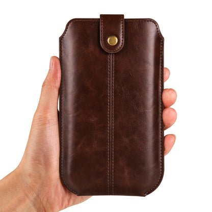 Crazy Horse Texture PU Leather Phone Belt Pouch for Cell Phones Universal Waist Phone Holster Bag with Card Layer