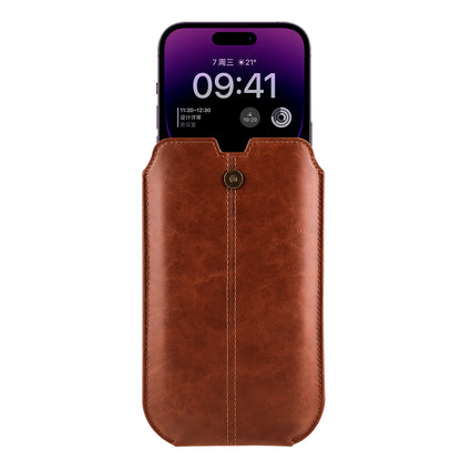 Crazy Horse Texture PU Leather Phone Belt Pouch for Cell Phones Universal Waist Phone Holster Bag with Card Layer
