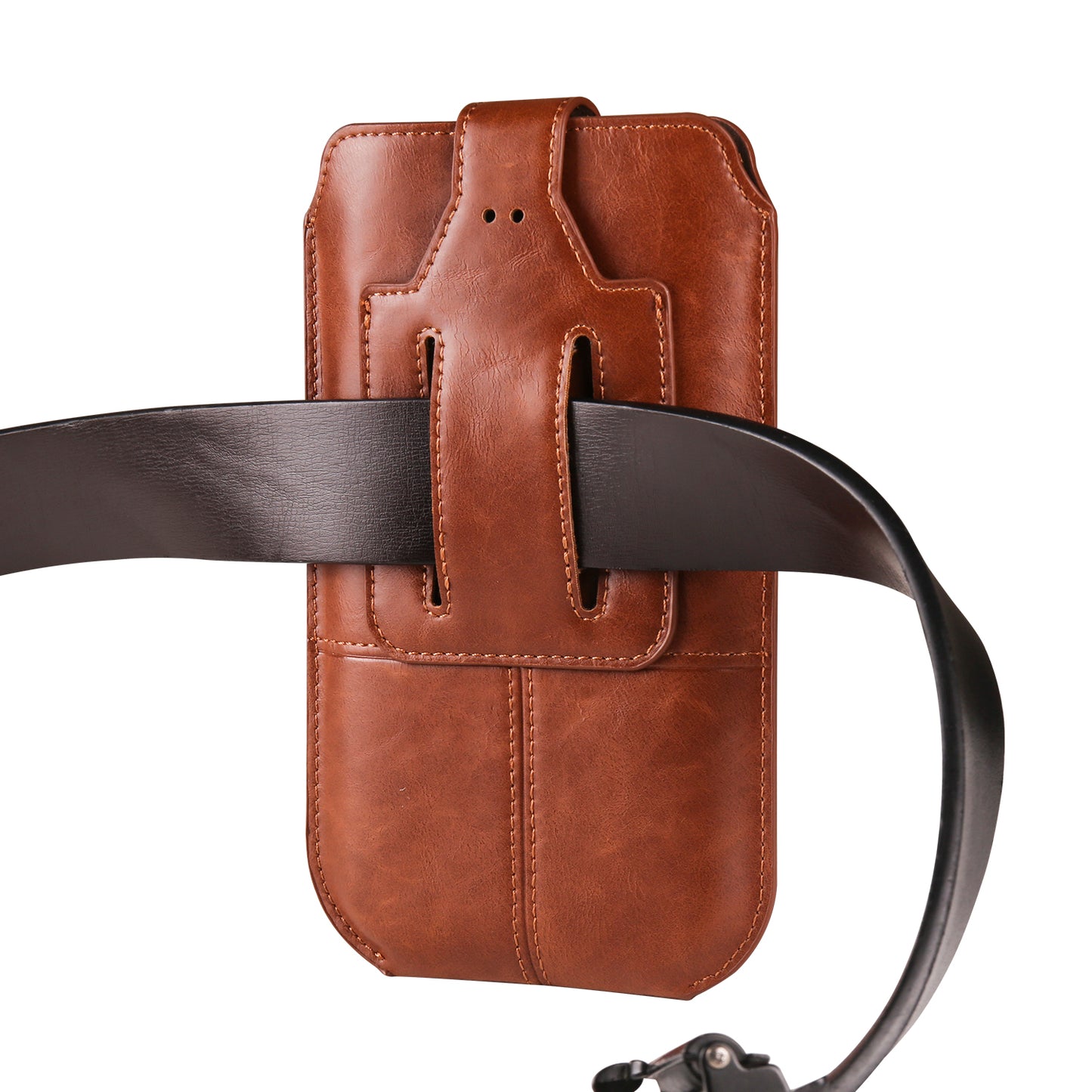 Crazy Horse Texture PU Leather Phone Belt Pouch for Cell Phones Universal Waist Phone Holster Bag with Card Layer