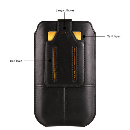 Crazy Horse Texture PU Leather Phone Belt Pouch for Cell Phones Universal Waist Phone Holster Bag with Card Layer