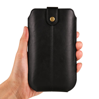 Crazy Horse Texture PU Leather Phone Belt Pouch for Cell Phones Universal Waist Phone Holster Bag with Card Layer