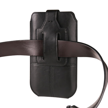 Crazy Horse Texture PU Leather Phone Belt Pouch for Cell Phones Universal Waist Phone Holster Bag with Card Layer