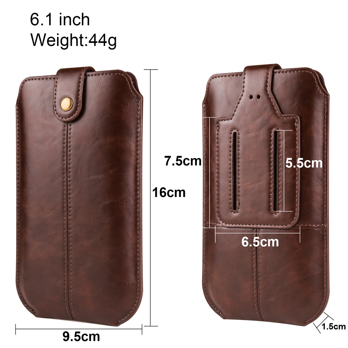 Crazy Horse Texture PU Leather Phone Belt Pouch for Cell Phones Universal Waist Phone Holster Bag with Card Layer