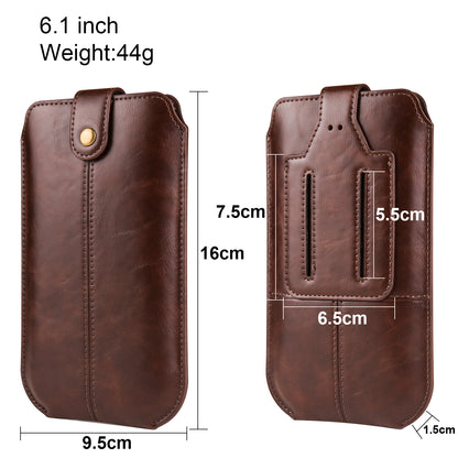 Crazy Horse Texture PU Leather Phone Belt Pouch for Cell Phones Universal Waist Phone Holster Bag with Card Layer