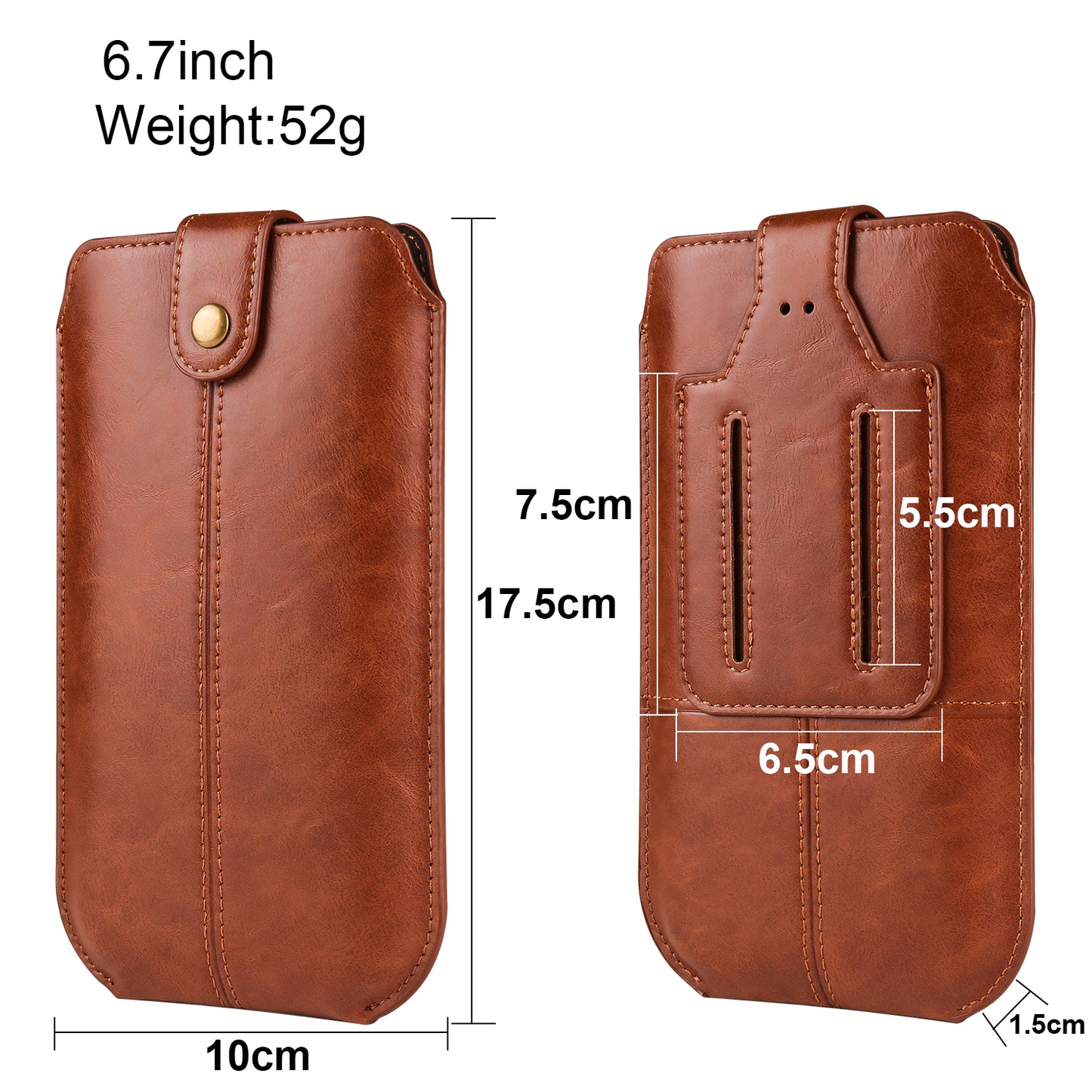 Crazy Horse Texture PU Leather Phone Belt Pouch for Cell Phones Universal Waist Phone Holster Bag with Card Layer