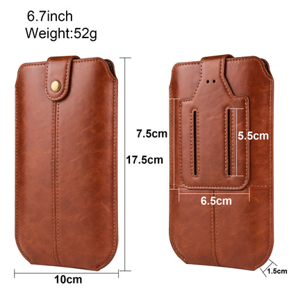 Crazy Horse Texture PU Leather Phone Belt Pouch for Cell Phones Universal Waist Phone Holster Bag with Card Layer