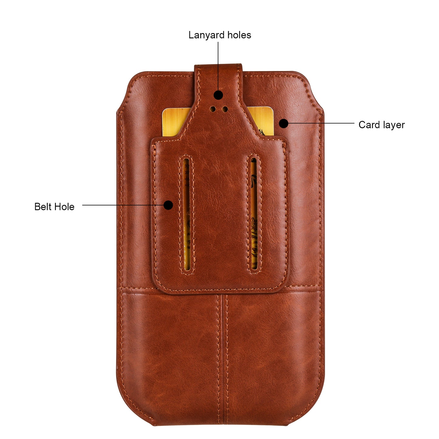 Crazy Horse Texture PU Leather Phone Belt Pouch for Cell Phones Universal Waist Phone Holster Bag with Card Layer
