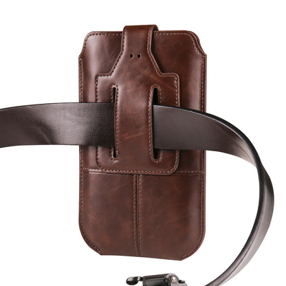 Crazy Horse Texture PU Leather Phone Belt Pouch for Cell Phones Universal Waist Phone Holster Bag with Card Layer