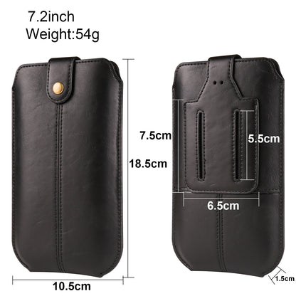 Crazy Horse Texture PU Leather Phone Belt Pouch for Cell Phones Universal Waist Phone Holster Bag with Card Layer