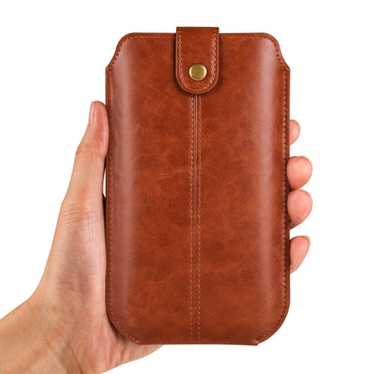 Crazy Horse Texture PU Leather Phone Belt Pouch for Cell Phones Universal Waist Phone Holster Bag with Card Layer