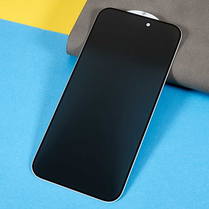 For iPhone 15 Full Coverage Anti-Spy Screen Protector Silk Printing Side Glue Tempered Glass Film