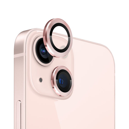 NORTHJO For iPhone 13 mini 5.4 inch / 13 6.1 inch 1 Set Camera Lens Protector CD Vein Metal Ring Tempered Glass Lens Film