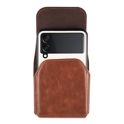 For Samsung Galaxy Z Flip3 5G / Z Flip4 5G / Z Flip5 5G Crazy Horse PU Leather Phone Belt Bag Wasit Phone Holster Pouch