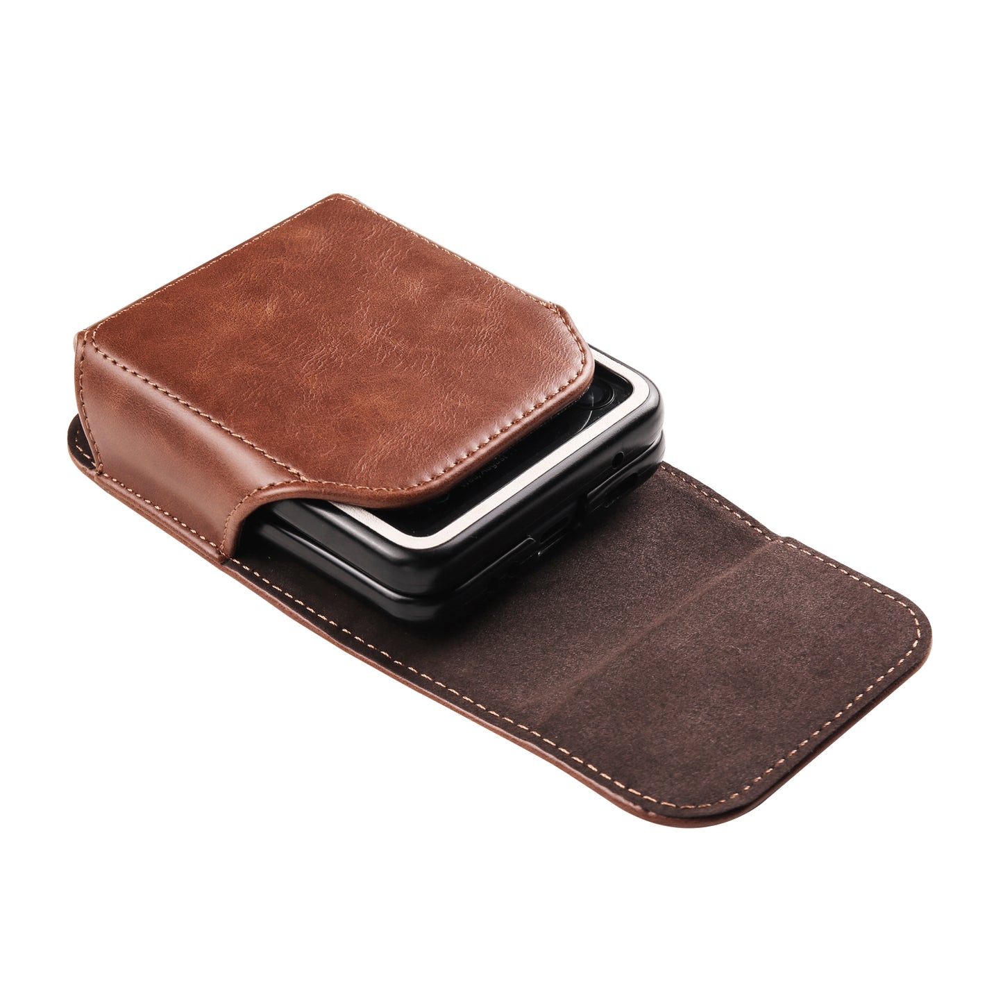 For Samsung Galaxy Z Flip3 5G / Z Flip4 5G / Z Flip5 5G Crazy Horse PU Leather Phone Belt Bag Wasit Phone Holster Pouch