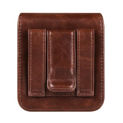 For Samsung Galaxy Z Flip3 5G / Z Flip4 5G / Z Flip5 5G Crazy Horse PU Leather Phone Belt Bag Wasit Phone Holster Pouch