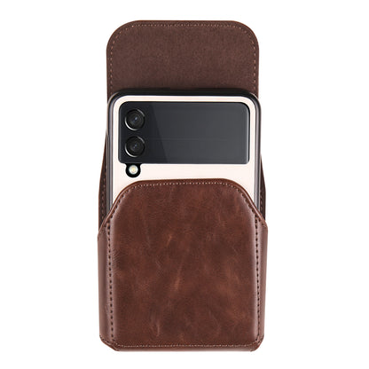 For Samsung Galaxy Z Flip3 5G / Z Flip4 5G / Z Flip5 5G Crazy Horse PU Leather Phone Belt Bag Wasit Phone Holster Pouch