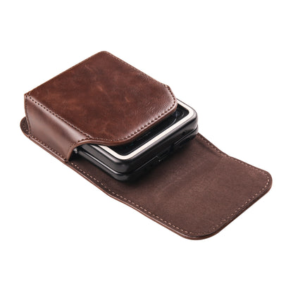 For Samsung Galaxy Z Flip3 5G / Z Flip4 5G / Z Flip5 5G Crazy Horse PU Leather Phone Belt Bag Wasit Phone Holster Pouch