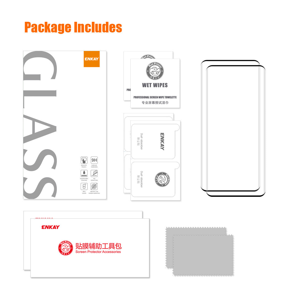 ENKAY HAT PRINCE 2PCS For Honor 90 Pro Tempered Glass Screen Protector 3D Curved Side Glue Full Cover Screen Film