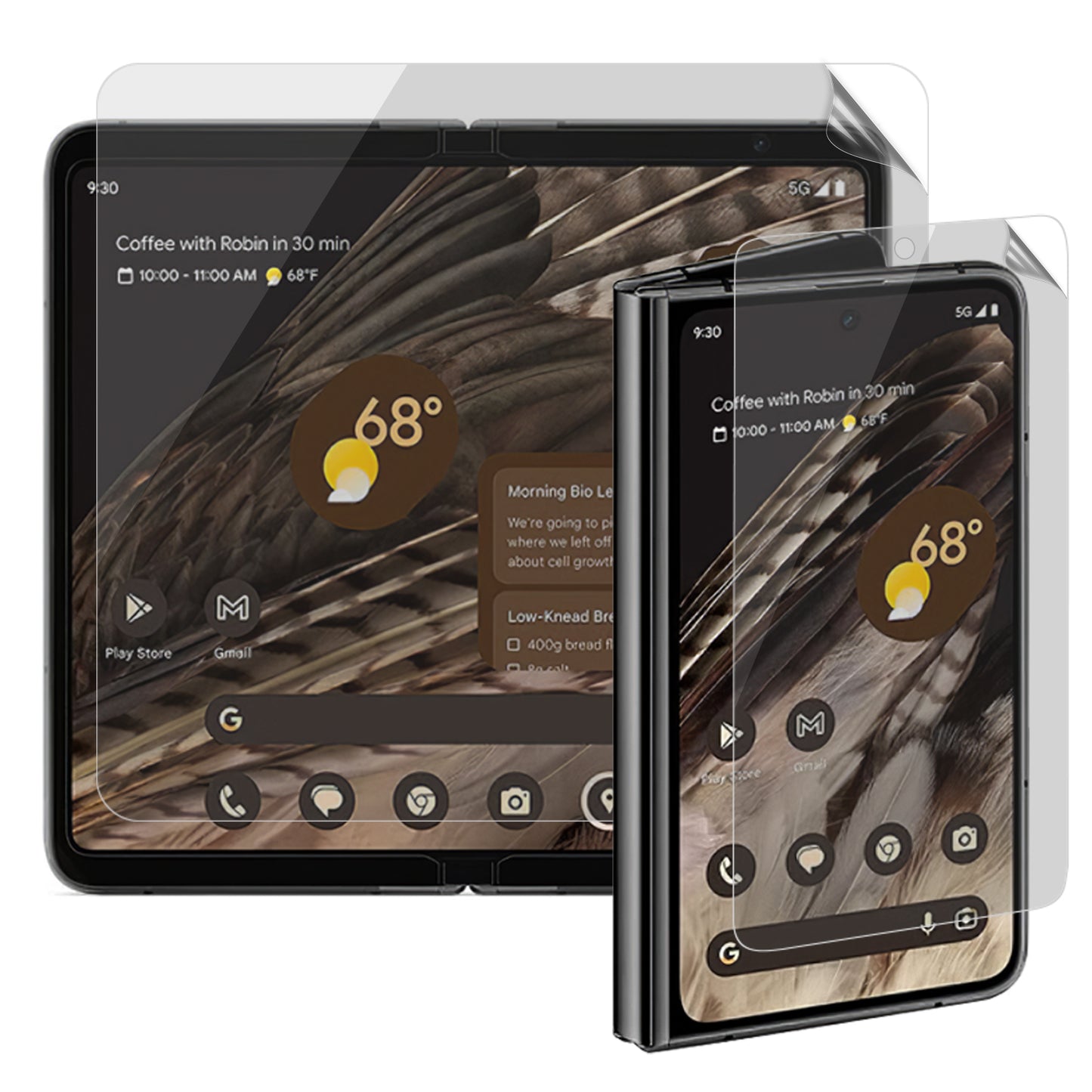 For Google Pixel Fold Anti-Glare Matte PET Film Anti-Spy Front and Back Screen Protector