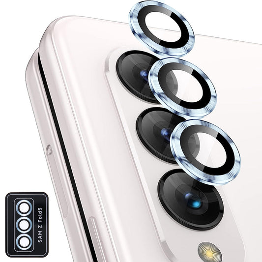 For Samsung Galaxy Z Fold5 5G Camera Lens Protector Metal + Tempered Glass Clear Lens Film Positioning Installation